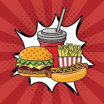 Fast food pop art style Free Vector