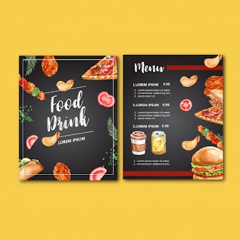 Fast food restaurant menu. frame border menu list appetizer food Free Vector