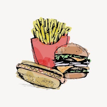 Fast food watercolor illustration psd. | Free PSD - rawpixel