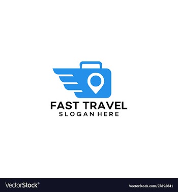 Fast travel logo with suitcase symbol designs vector image