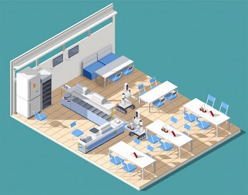 Fastfood restaurant isometric composition Free Vector