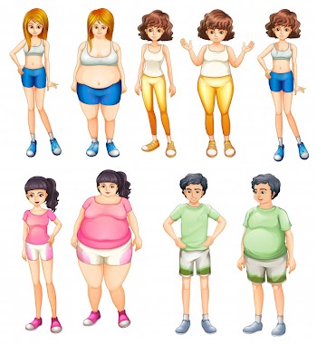 Fat and skinny people Free Vector