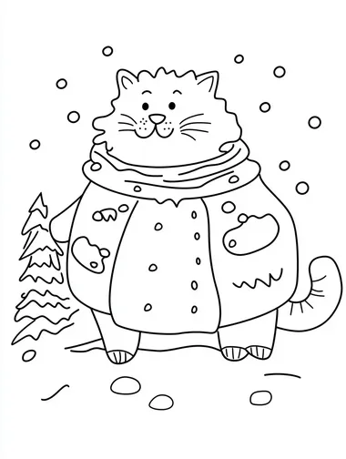 Fat Cat in Funny Outfits Playing in Snow - Kids Coloring Fun Fat Cat in Funny Outfits Playing in Snow - Kids Coloring Fun