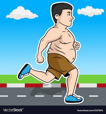 fat man overweight chubby young man jogging