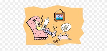 Father's Day Royalty Free Vector Clip Art Illustration - People Relaxing At Home
