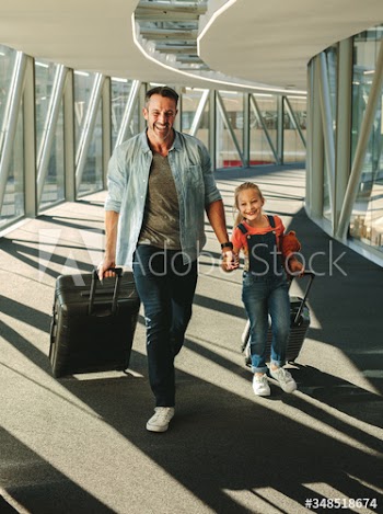 Father and daughter going on a vacation