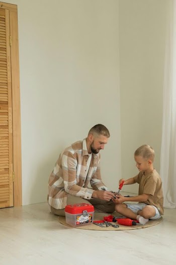 Father and Son Bonding with Toys