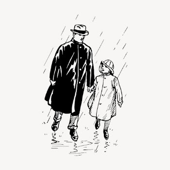 Father, daughter walking in the rain | Free Vector - rawpixel