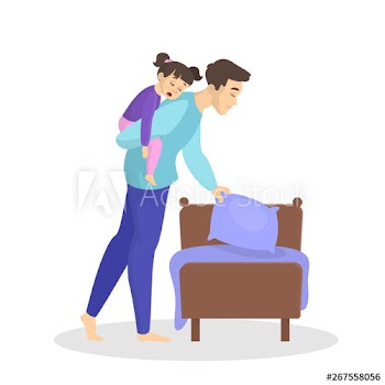 Father holding sleeping baby girl