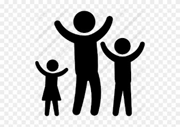 Father With Children Raising Arms - Happy People Silhouette Png