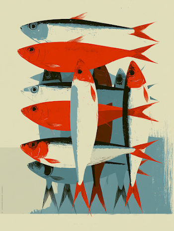 Fauvist-Inspired Retro Sardines Poster
