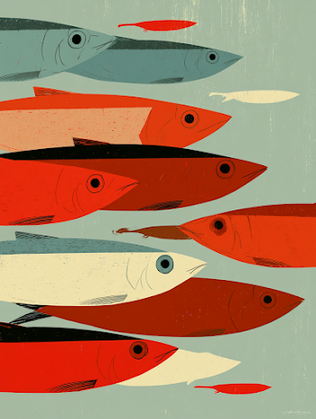 Fauvist-style Sardines in Retro Colors