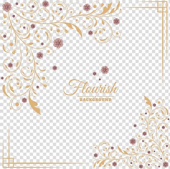 Feather Pattern, European pattern border, orange floral Flourish background template transparent background PNG clipart