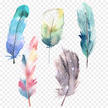 Feather Watercolor painting Blue - feather 
