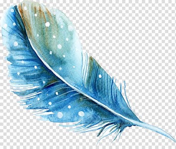 Feather Watercolor painting, feather, blue and white feather art transparent background PNG clipart
