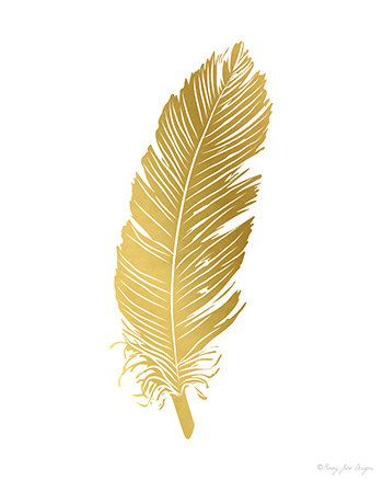 FeatherPrint, Feather Art Print, Printable Feather, Gold Feather ...