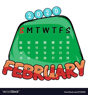 February 2020 calendar vector image
