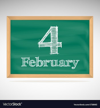  					February 4 inscription in chalk on a blackboard vector image														
