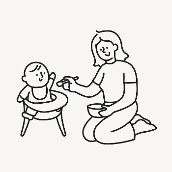 Feeding baby doodle clipart, mother | Free Vector Illustration - rawpixel