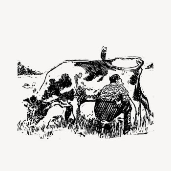 Feeding cow clipart, vintage livestock | Free Vector - rawpixel