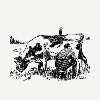 Feeding cow drawing, livestock animal | Free PSD - rawpixel