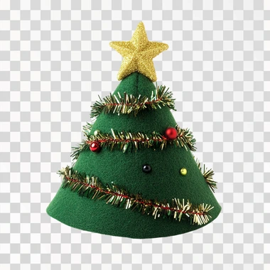 Felt Christmas Tree Hat, made of green felt material with ti