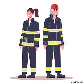 Female and male firefighter