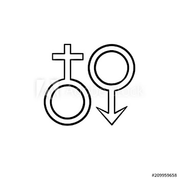 Female and male gender symbols hand drawn outline doodle icon