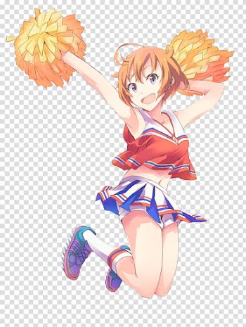 Female anime character illustration, Anime Cheerleader Jumping transparent background PNG clipart