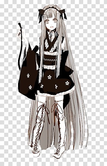 Female anime character wearing drindle dress transparent background PNG clipart