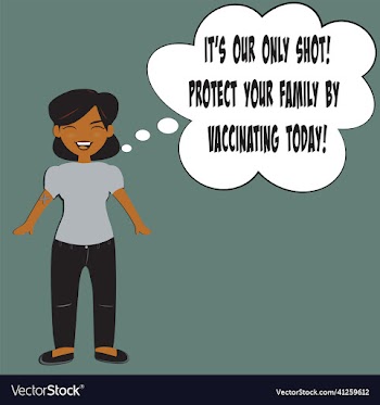 female cartoon brunette vaccine