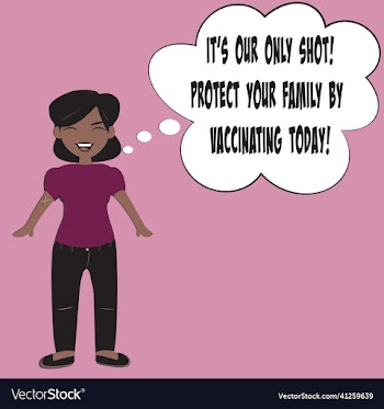 female cartoon brunette vaccine