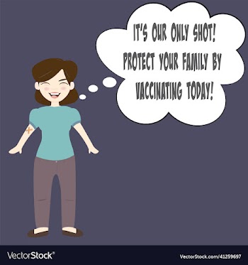 female cartoon brunette vaccine