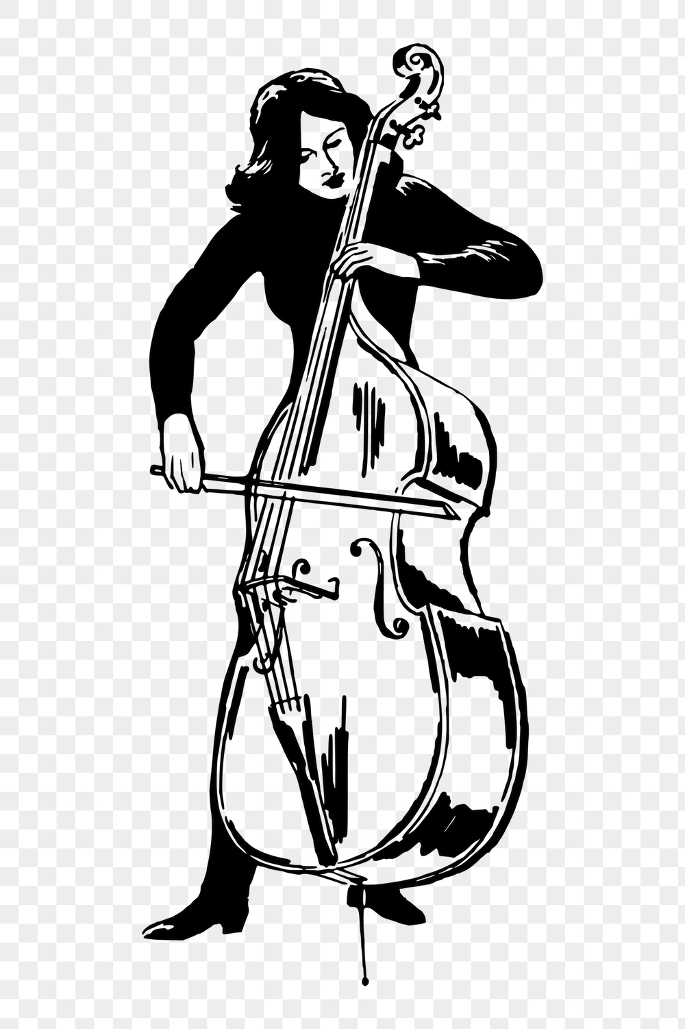 Female cellist png sticker, vintage | Free PNG - rawpixel