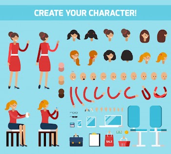 Female character constructor flat composition Free Vector