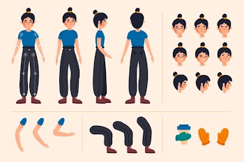 Female character poses Free Vector