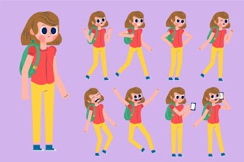 Female character poses illustration pack Free Vector
