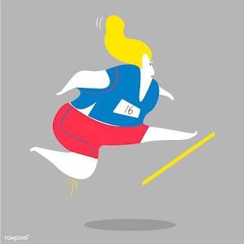 Female character running and jumping hurdles .. | Free stock vector - 456585