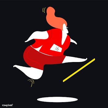 Female character running and jumping hurdles .. | Free stock vector - 456611