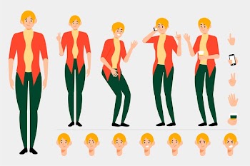 Female creation set with various views Free Vector