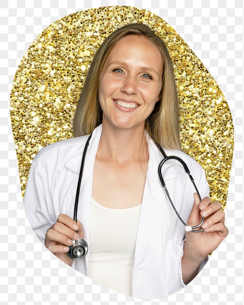 Female doctor png badge sticker, | Free PNG - rawpixel
