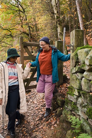 Female friends hiking in forest