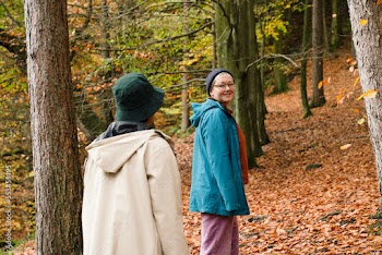 Female friends hiking in forest