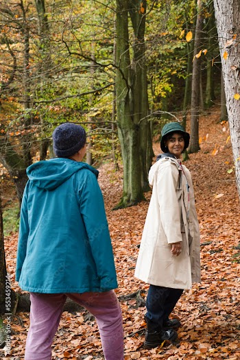Female friends hiking in forest