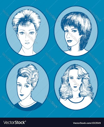  					Female Hair Style Hand Drawn vector image														