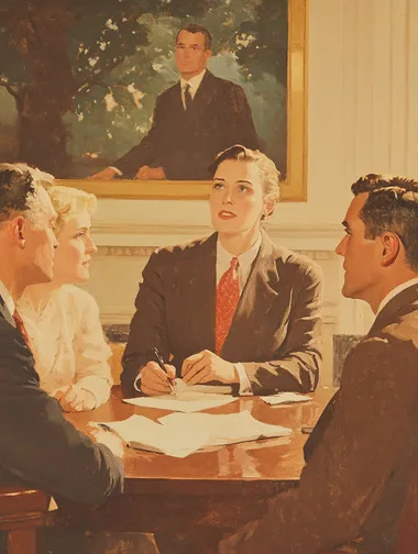 Female lawyer counseling clients in a rehabilitation office setting Female lawyer counseling clients in a rehabilitation office setting