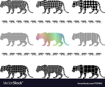 Female lion silhouette mosaic set vector image