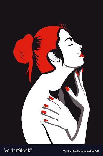 female model posing holding chin