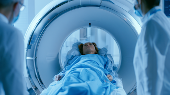 Female Patient Undergoing CT Scan in Modern Hospital