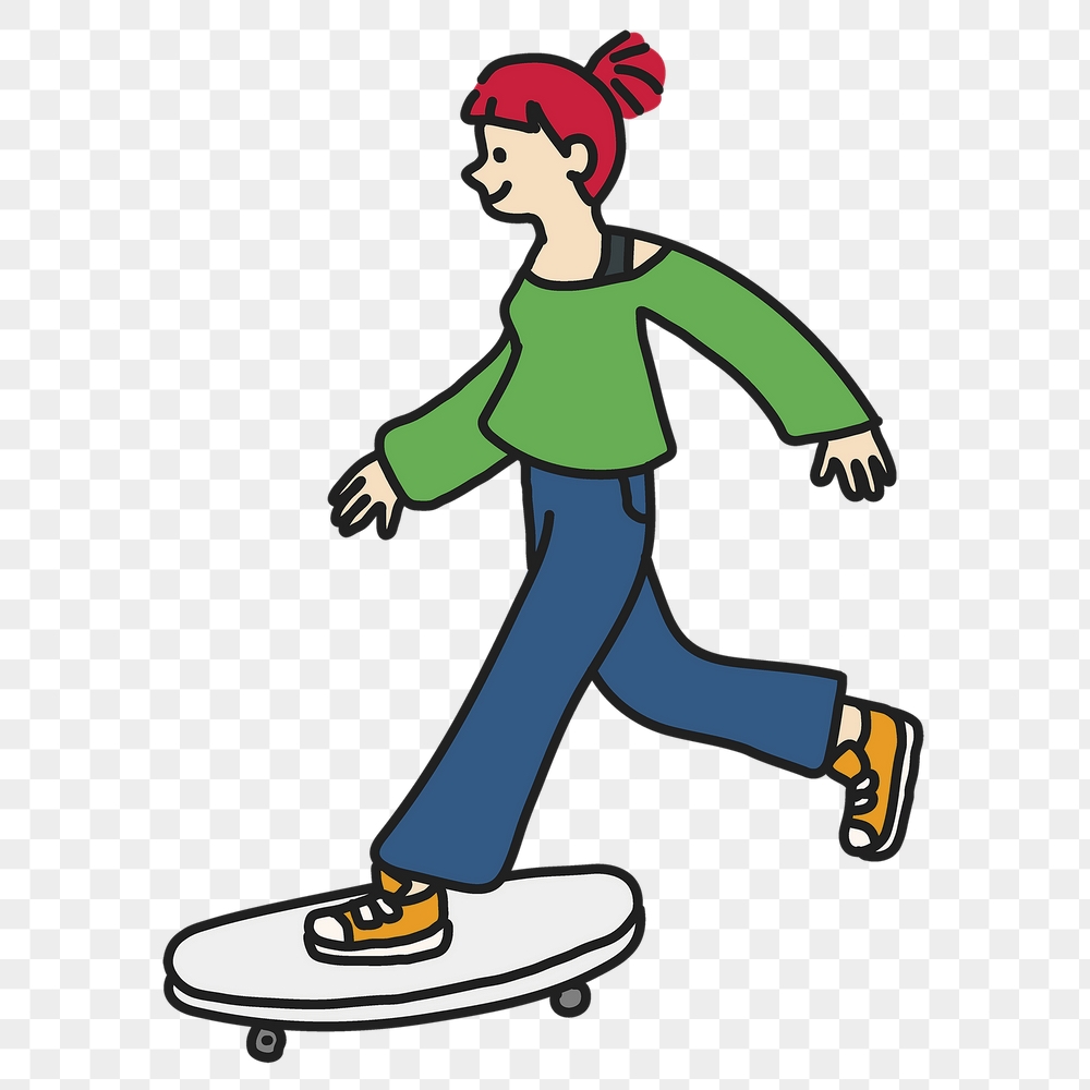 Female skateboarder png sticker, sport | Free PNG Illustration - rawpixel